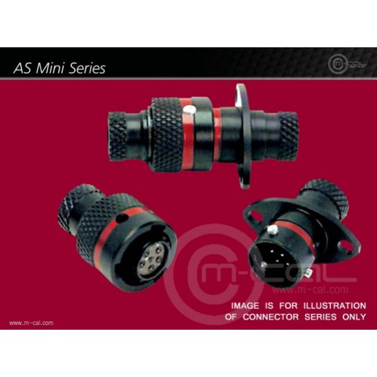 MC03-AS107-35PN - Deutsch Autosport AS Mini Connector 6 Way Shell Size 07 Pin Layout 07-35 Style 1 Inline Receptacle Red N Keyway Pins Standard