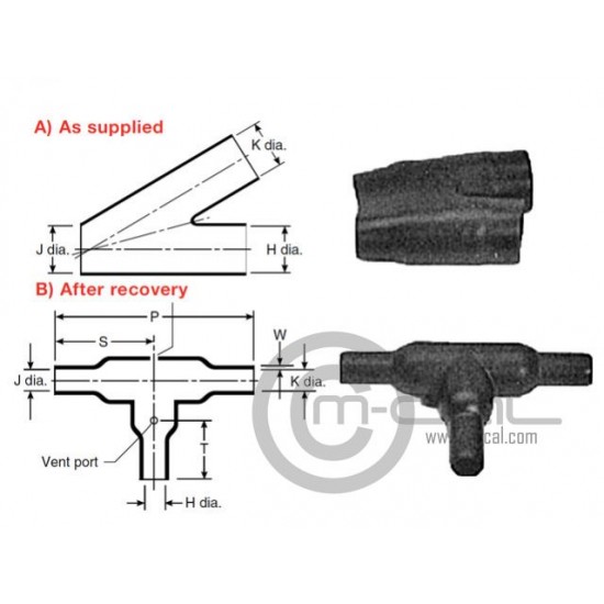 MC07-3301A022 - Raychem Heat Shrink Boot Symmetrical Tee H6.9 J6.9 K6.9