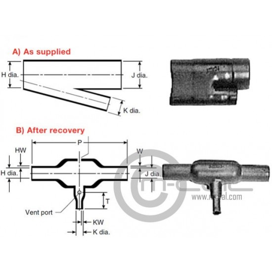 MC07-3322A123 - Raychem Heat Shrink Boot Asymmetrical Tee H12.4 J12.4 K3.0